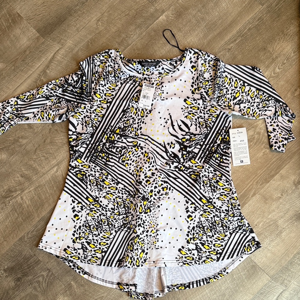 Stylish Black and White Tunic with Yellow Highlights